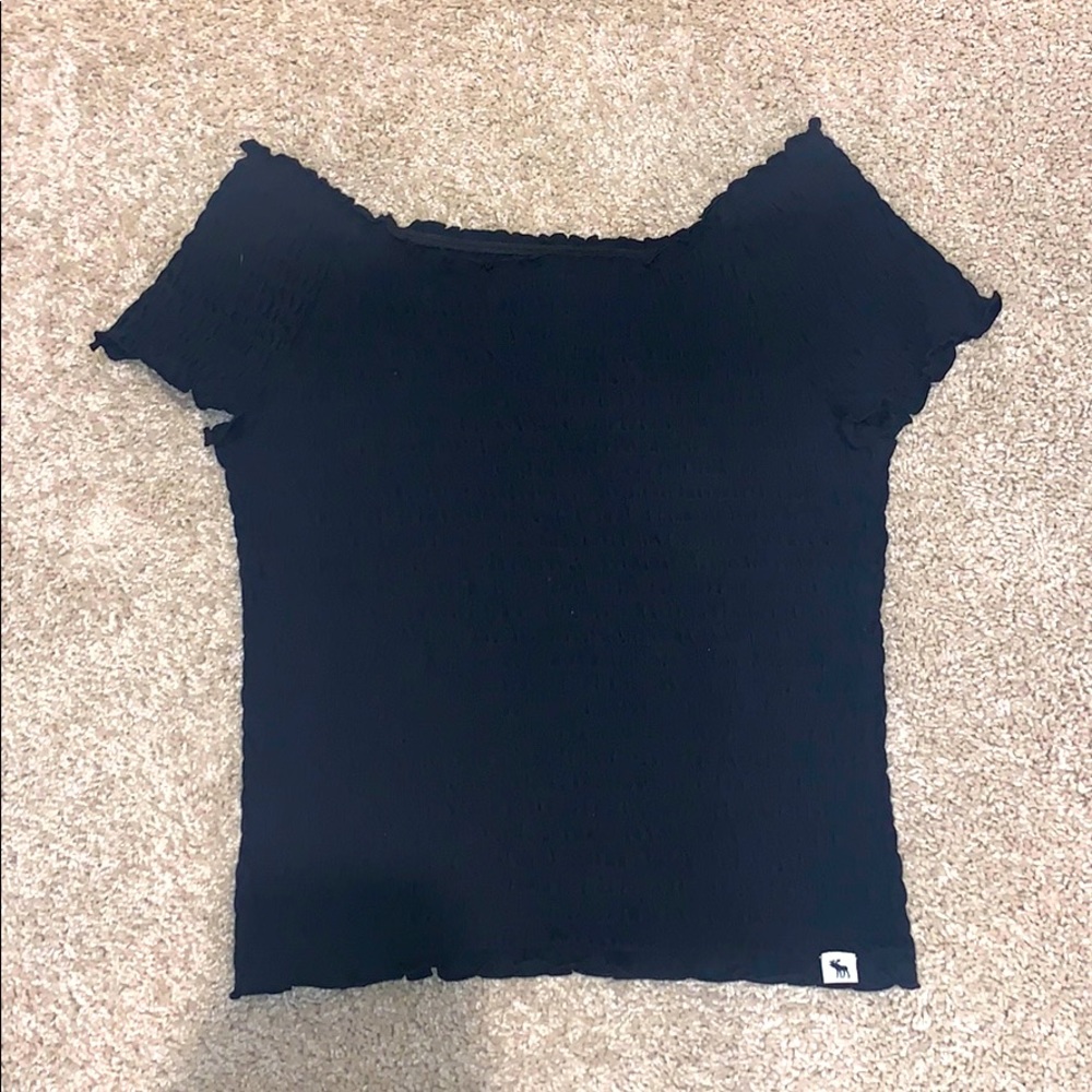 black ruffled off the shoulder crop top